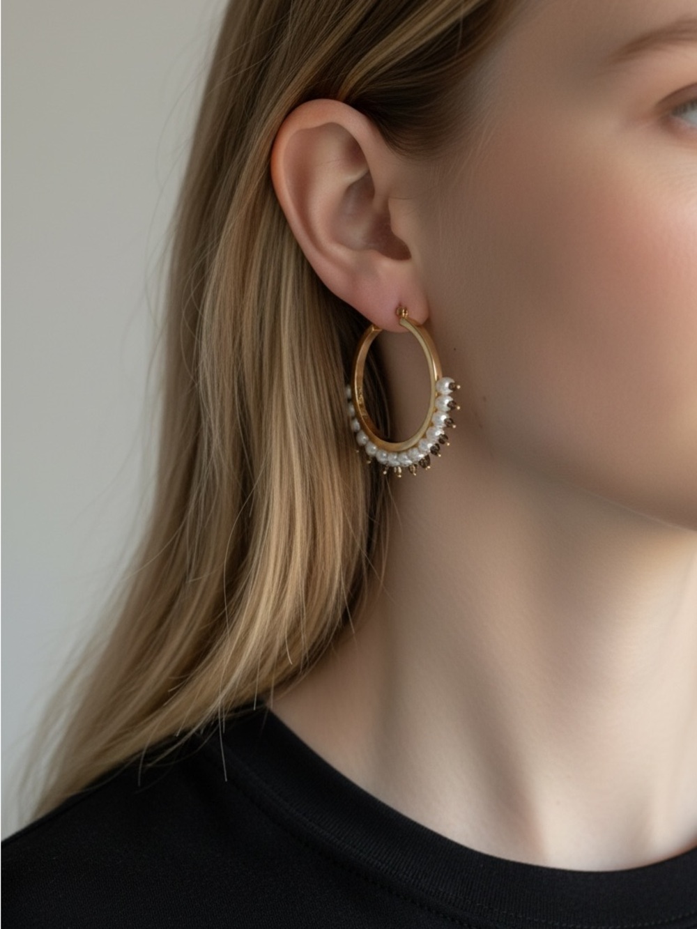 10/16 INC International Concepts Gold Hoop Earrings with Pearls